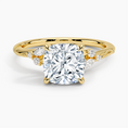 Cushion Cut Floral-Inspired Engagement Ring