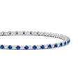 Deep Blue Lab Sapphire with Moissanite Accents Illusion Tennis Bracelet