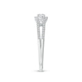 Delicate Split Shank Halo Moissanite Promise Ring