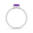 East-West Emerald Cut Amethyst with Pavé Moissanite Band Promise Ring
