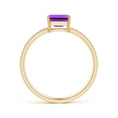 East-West Emerald Cut Amethyst with Pavé Moissanite Band Promise Ring