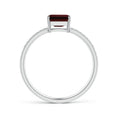 East-West Emerald Cut Garnet with Pavé Moissanite Band Promise Ring