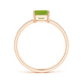 East-West Emerald Cut Peridot with Pavé Moissanite Band Promise Ring