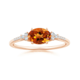 East-West Oval Citrine Solitaire Engagement Ring with Moissanite Accents