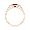 East-West Oval Garnet Solitaire Engagement Ring with Moissanite Accents