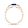 East-West Oval Lab Sapphire Solitaire Engagement Ring with Moissanite Accents