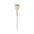 East-West Oval Peridot Solitaire Engagement Ring with Moissanite Accents