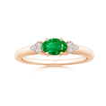 East–West Lab-Grown Oval Emerald with Moissanite Accents Promise Ring