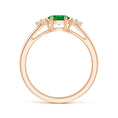 East–West Lab-Grown Oval Emerald with Moissanite Accents Promise Ring
