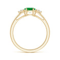 East–West Lab-Grown Oval Emerald with Moissanite Accents Promise Ring
