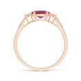 East–West Oval Pink Tourmaline with Moissanite Accents Engagement Ring