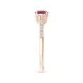 East–West Oval Pink Tourmaline with Moissanite Accents Engagement Ring