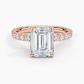 Emerald Cut French Pavé Flush-Fit Moissanite Engagement Ring