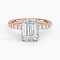 Emerald Cut French Pavé Moissanite Engagement Ring with Hidden Halo