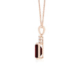Emerald-Cut Garnet with Trio Moissanite Accent Pendant Necklace