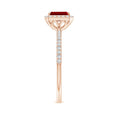 Emerald-Cut Lab-Created Ruby Halo with Pavé Moissanite Promise Ring