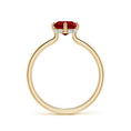 Emerald-Cut Lab-Created Ruby with Hidden Halo Moissanite Engagement Ring