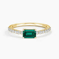 Emerald-Cut Lab Emerald and Moissanite Accent Promise Ring