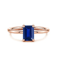 Emerald-Cut Lab Sapphire with Moissanite Hidden Halo Engagement Ring