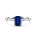 Emerald-Cut Lab Sapphire with Moissanite Hidden Halo Engagement Ring