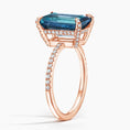 Load image into Gallery viewer, Emerald Cut London Blue Topaz and Moissanite Pavé Cocktail Ring