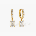 Emerald Cut Lab Diamond Huggie Hoop Drop Earrings