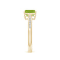 Emerald-Cut Peridot with Moissanite Pavé Accents Engagement Ring
