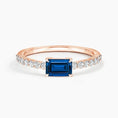 Emerald-Cut Lab Sapphire and Moissanite Accent Promise Ring
