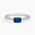 Load image into Gallery viewer, Emerald-Cut Sapphire and Moissanite Accent Promise Ring