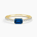 Emerald-Cut Lab Sapphire and Moissanite Accent Promise Ring