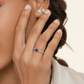 Load image into Gallery viewer, Emerald-Cut Sapphire and Moissanite Accent Promise Ring