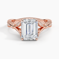 Emerald Moissanite Floral Openwork Cathedral Engagement Ring