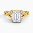 Emerald Moissanite Floral Openwork Cathedral Engagement Ring