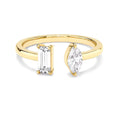 Load image into Gallery viewer, Emerald and Marquise Cut Moissanite Toi et Moi Promise Ring