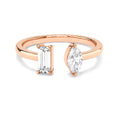 Load image into Gallery viewer, Emerald and Marquise Cut Moissanite Toi et Moi Promise Ring