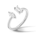 Load image into Gallery viewer, Emerald and Marquise Cut Moissanite Toi et Moi Promise Ring