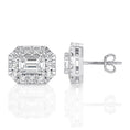 Load image into Gallery viewer, Emerald Cut Halo Moissanite Stud Earrings