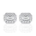 Load image into Gallery viewer, Emerald Cut Halo Moissanite Stud Earrings