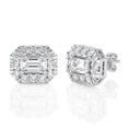 Load image into Gallery viewer, Emerald Cut Halo Moissanite Stud Earrings