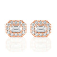 Load image into Gallery viewer, Emerald Cut Halo Moissanite Stud Earrings
