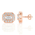 Load image into Gallery viewer, Emerald Cut Halo Moissanite Stud Earrings