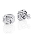 Load image into Gallery viewer, Emerald Cut Halo Moissanite Stud Earrings
