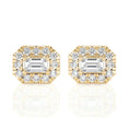 Load image into Gallery viewer, Emerald Cut Halo Moissanite Stud Earrings