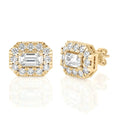 Load image into Gallery viewer, Emerald Cut Halo Moissanite Stud Earrings