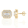 Load image into Gallery viewer, Emerald Cut Halo Moissanite Stud Earrings
