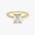 Load image into Gallery viewer, Emerald Cut Moissanite Engagement Ring with Pavé Band