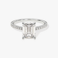 Load image into Gallery viewer, Emerald Cut Moissanite Engagement Ring with Pavé Band