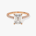 Load image into Gallery viewer, Emerald Cut Moissanite Engagement Ring with Pavé Band