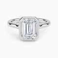 Emerald Cut Bezel Moissanite Engagement Ring