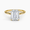 Load image into Gallery viewer, Emerald Cut Hidden Halo Moissanite Engagement Ring
